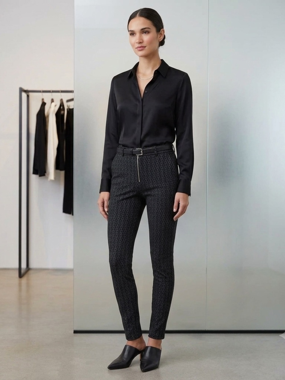 Nanette Lepore black textured printed skinny pants Small